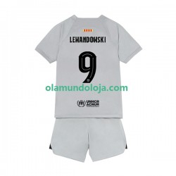Camisola FC Barcelona Lewandowski 9 Criança Equipamento Terceiro 2022-2023 Manga Curta